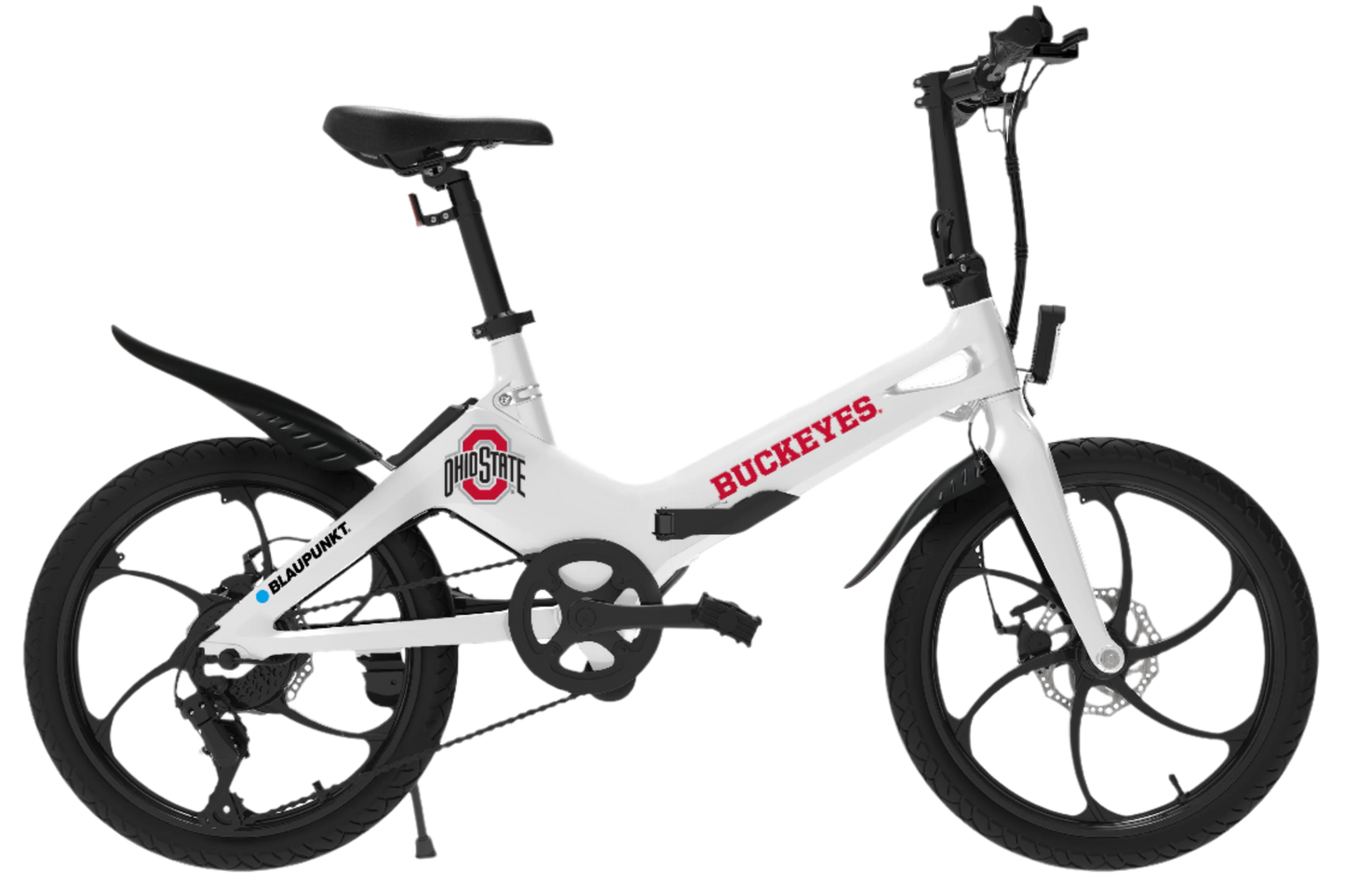 Blaupunkt Ohio State Buckeyes Foldable eBike Class II w/ Power Assist Throttle