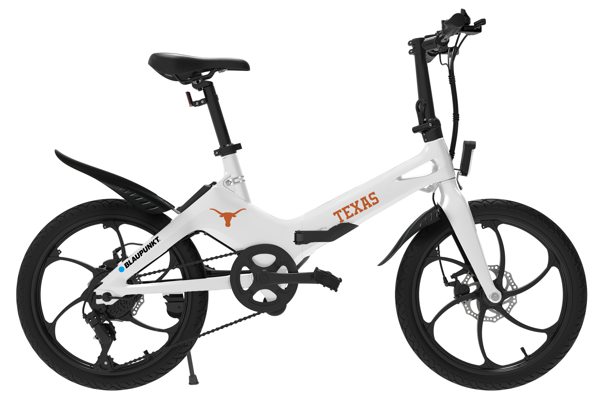 Blaupunkt Texas Longhorns Foldable eBike Class II w/ Power Assist Throttle